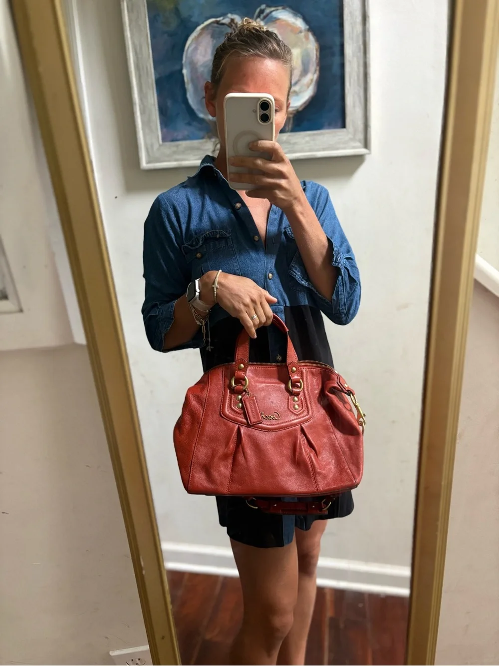 Coach Leather Satchel with Gold Hardware - Picture 1 of 5